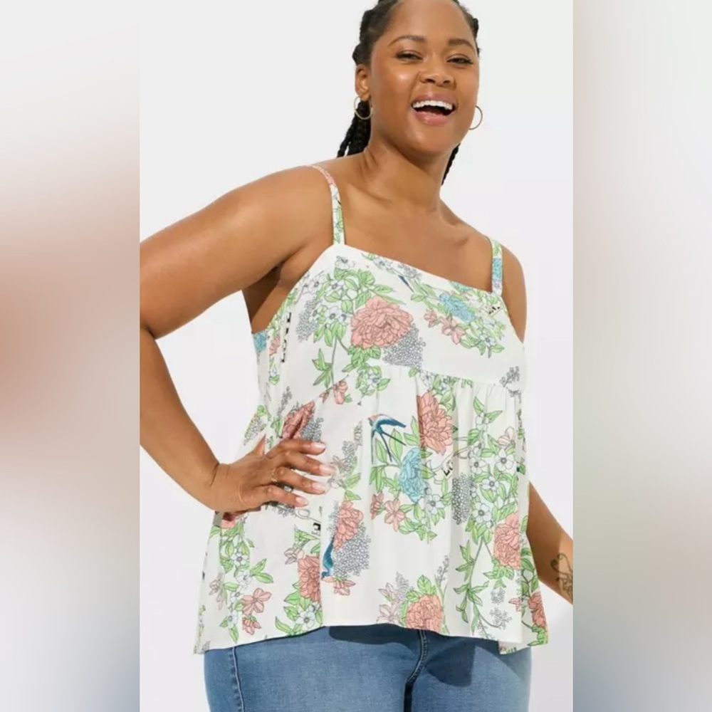 Torrid Babydoll Challis Square Neck Tank